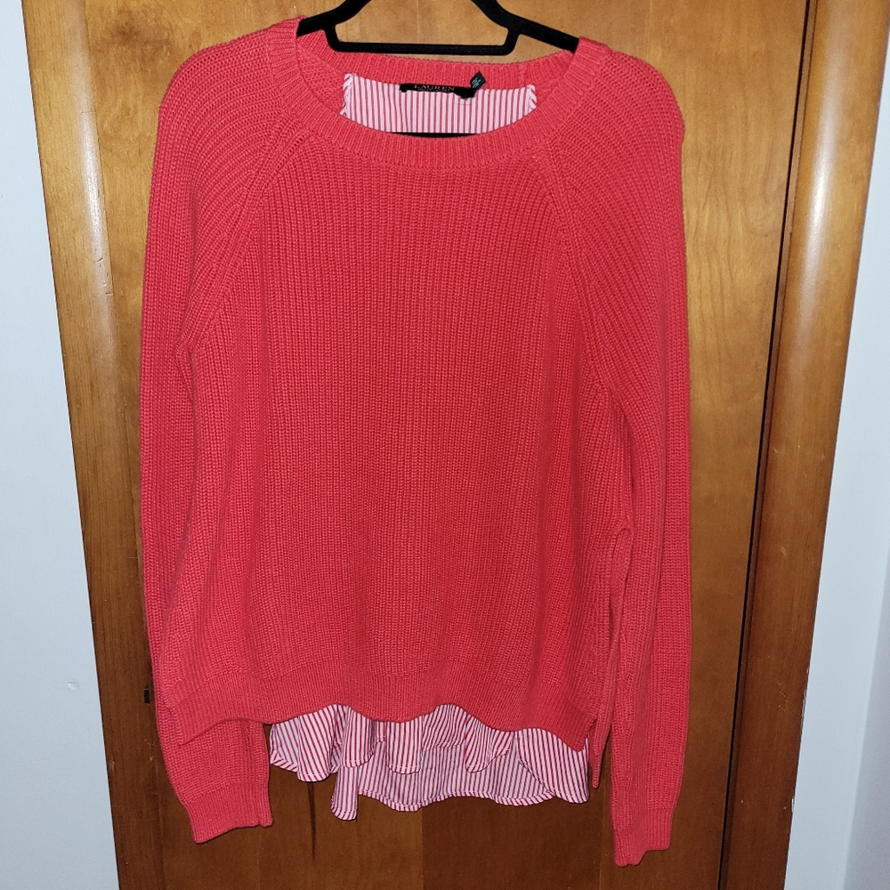 Lauren by Ralph Lauren Red Orange Layered Sweater